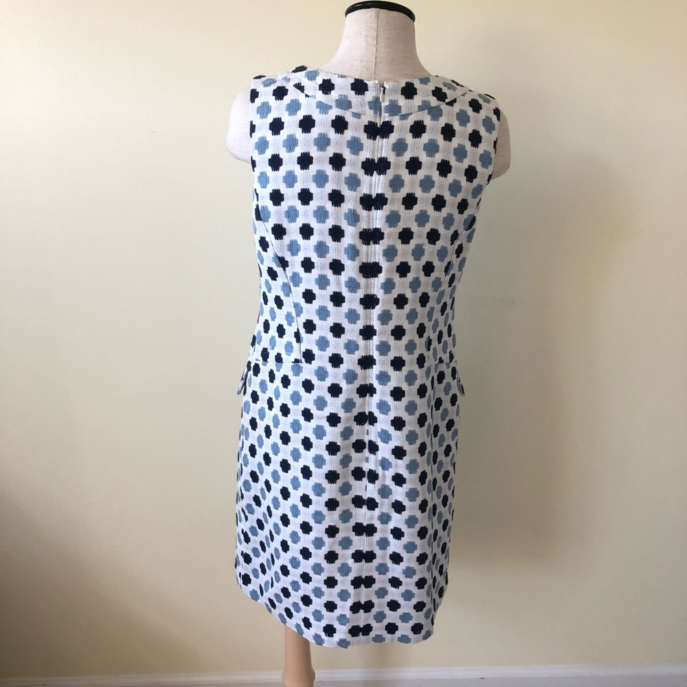 Boden White Dress with Navy and Light Blue Floral Dots - Picture 6 of 8